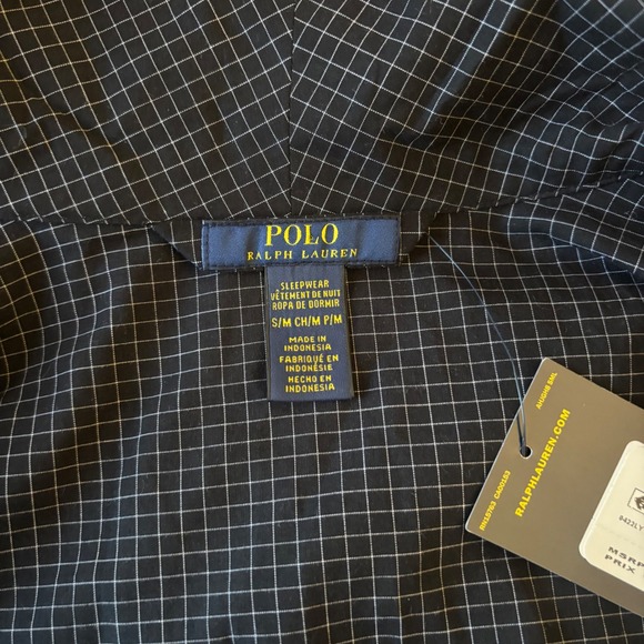 NWT Polo Ralph Lauren Mens Black Check Robe Sleepwear Dressing Gown Size M - Picture 10 of 13